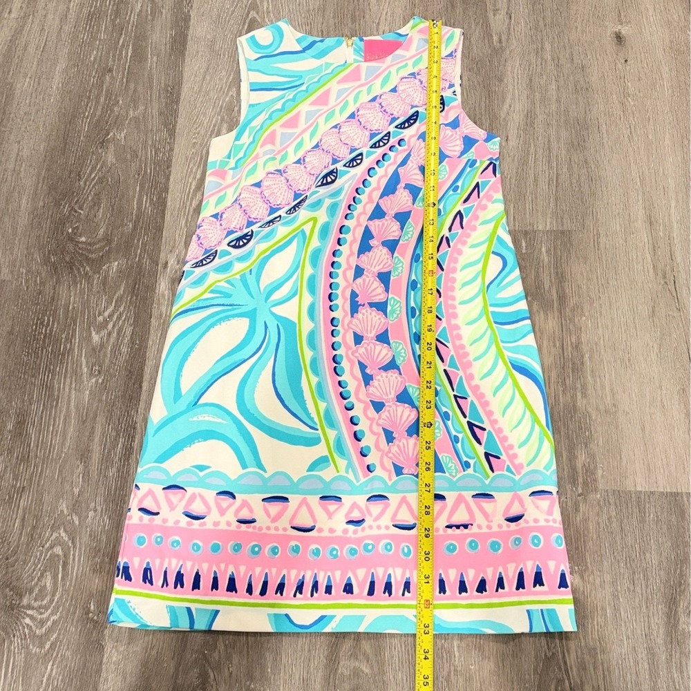 Lilly Pulitzer Womens Narissa Stretch Shift Dress Coco Island Pink Blue Size 0 - Picture 6 of 9